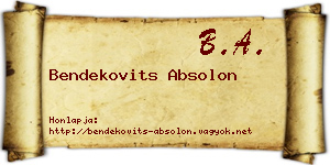 Bendekovits Absolon névjegykártya